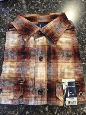 George Super Soft Plaid Flannel Button Front Shirt NWT XS 30-32